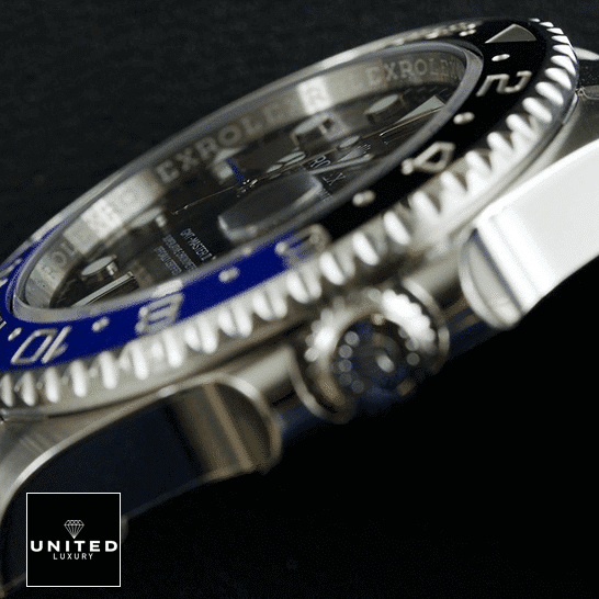 Rolex GMT-Master II Black Dial Batman Bezel 116710BLNR Oyster Replica 6 Rolex GMT-Master II 116710BLNR Black & Blue Bezel Replica Crown Pusher
