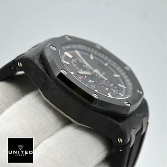 Audemars Piguet Royal Carbon Case All Black Replica side view white background