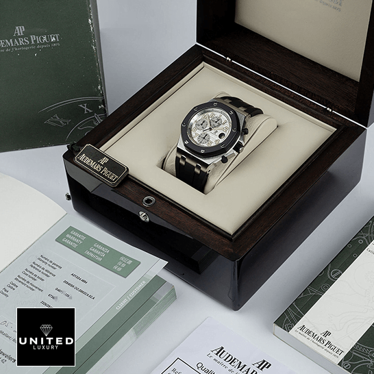 Audemars Piguet Royal Oak Offshore 25940SK.OO.D002CA.02.A Replica 1 AP Royal Oak 25940SK.OO_.D002CA.02 Replica in the box next to warranty card