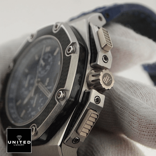 AP Royal Oak 26030PO.OO_.D021IN.01 Black Bezel Replica crown & push button