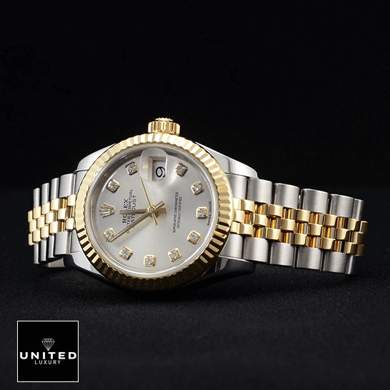 Rolex 279173 Diamond Replica 4 Rolex Datejust Steel Yellow Gold Diamond Replica black background