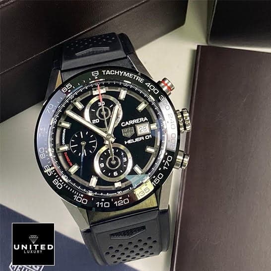 TAG Carrera Black Rubber Replica 1 Tag Carrera Black Rubber Replica Black Rubber Crown Pusher
