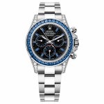 Rolex Cosmograph Daytona 126599TSA Moissanite Diamond Edition – Royal Blue Cultivated Sapphire Bezel & Obsidian Dial