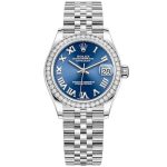 Datejust 31mm Jubilee Bracelet Oystersteel and White Gold with Bright Blue Dial Diamond-Set Bezel