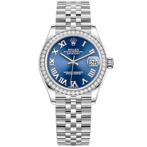 Datejust 31mm Jubilee Bracelet Oystersteel and White Gold with Bright Blue Dial Diamond-Set Bezel1
